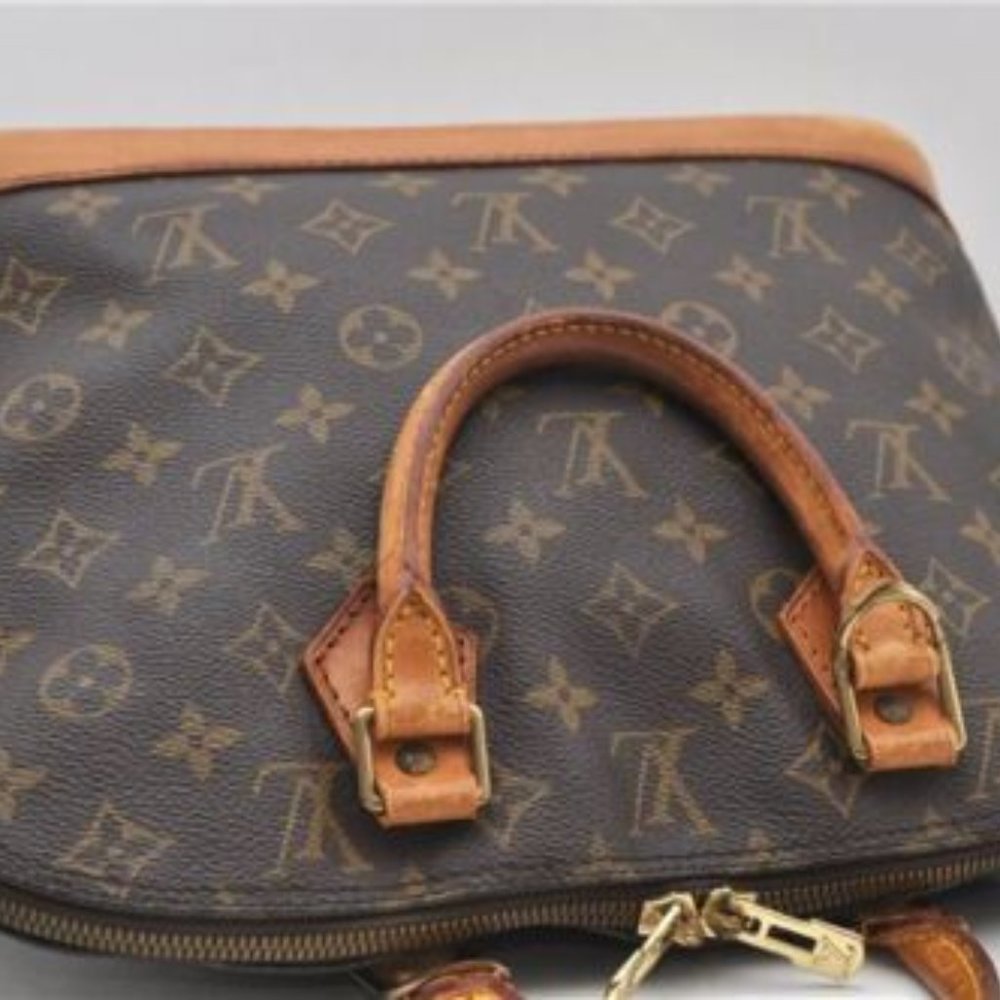 Vintage Louis Vuitton Alma Monogram Leather Handbag Satchel Brown Tan Gold EUC - Picture 13 of 15